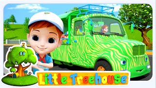 Learn Animal on Jungle Safari Ride with Wheels on the Bus + More Street Vehicles Songs for KIDS