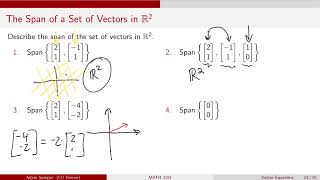 MATH 3191: Example of Span in 2-Dim