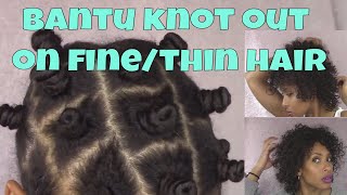 Bantu knot out afro for fine/thin hair using mango butter moisturizer