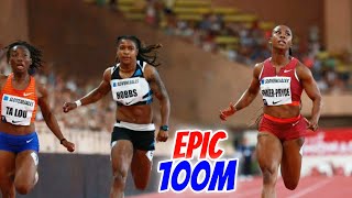 Epic 100m Final|Shelly-Ann Fraser-Pryce Battles Sha'Carri Richardson & Shericka In Zurich 💎League