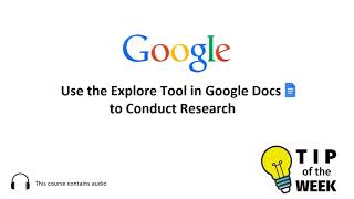 Use the Explore Tool to Conduct Research in Google Docs