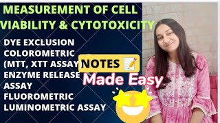 Measurement of Cell Viability and Cytotoxicity || Different Assays ||Notes 🤩