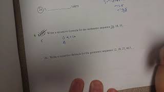 Write a recursive formula for an arithmetic sequence (#25)