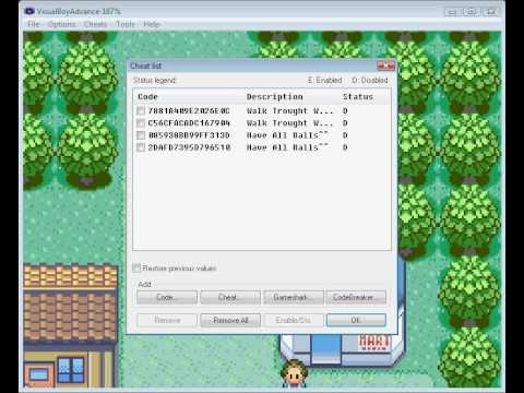 Pokemon Emerald Gameshark Codes(VBA) - YouTube