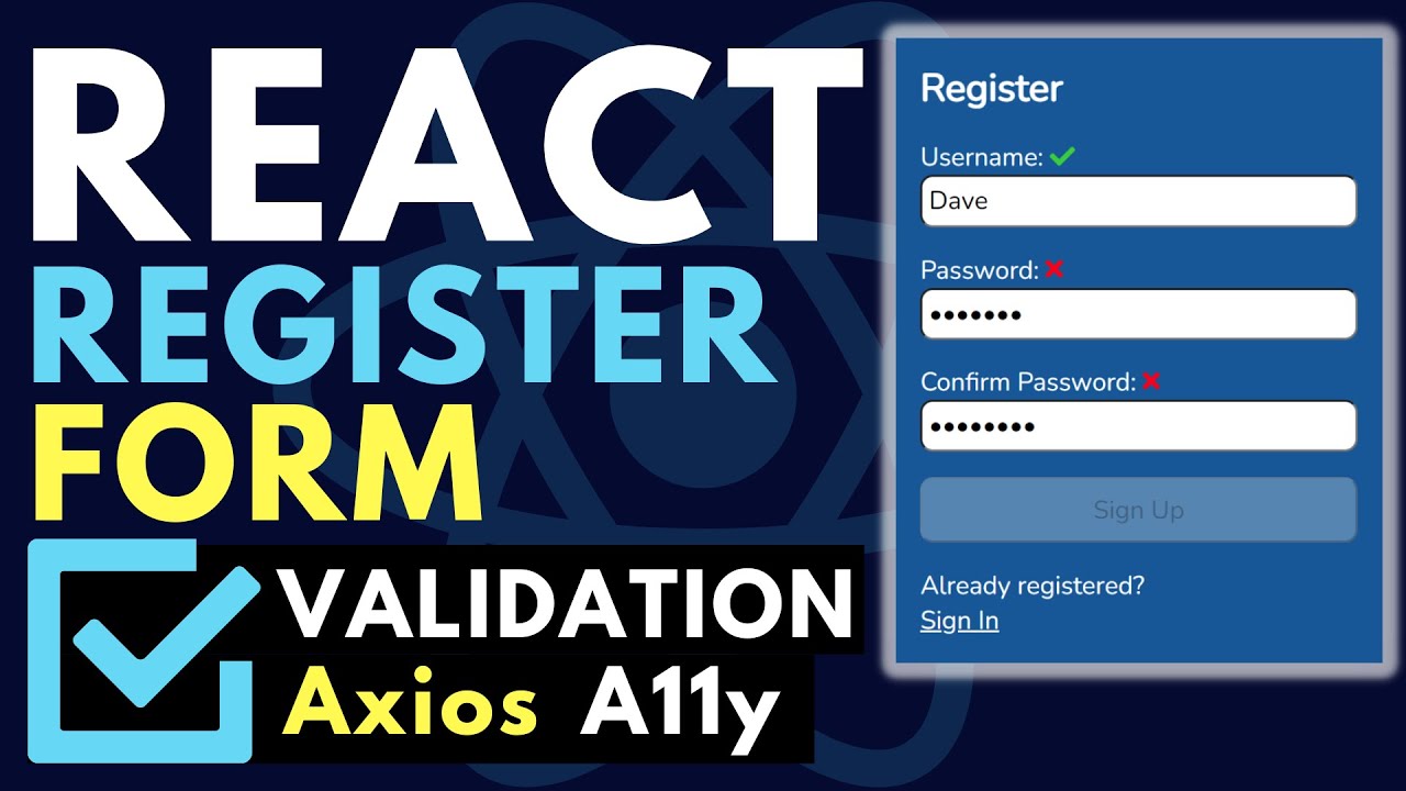 React JS Form Validation | Axios User Registration Form Submit ...