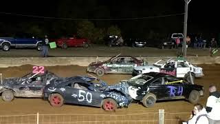 2018 Mercer county Fall Brawl 10-20-18 demolition derby HARD HIT driver comes out back window