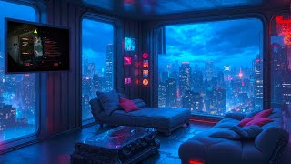 Shanty Nest above the City: Rain and Ambient Music | Cyberpunk Shack in a Skyrise