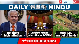 Daily Hindu News Analysis | 07 October 2023 | Daily Hindu UPSC Current Affairs | Forum IAS