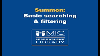 Summon: Basic searching & filtering