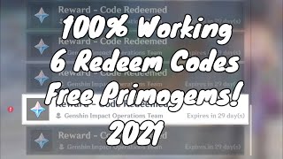 6 Working Redeem Codes 2021 - FREE PRIMOGEMS (Genshin Impact)