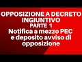 Opposizione a decreto ingiuntivo - Pt 1 - Notifica a mezzo PEC e deposito avviso di opposizione