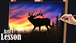 How to paint a sunset with Wildlife