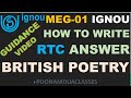 Guidance Video MEG 01 British Poetry How to Write RTC ANSWER / Word Limit Reference to Context