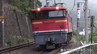 急勾配！セノハチを行く貨物列車 (2020年7月18日)