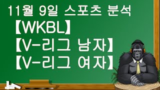 11월 9일 WKBL.V-리그 남자.V-리그 여자.분석