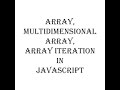 Array,Multidimensional Array,Array Iteration in JavaScript | JavaScript Tutorial
