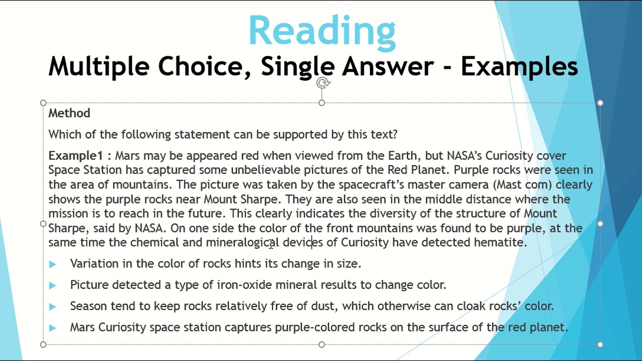 Multiple Choice Single Answer | PTE Reading | Methods, Tips ...