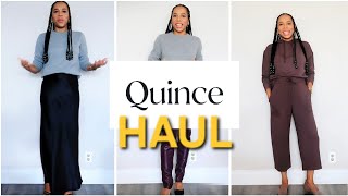 QUINCE TRY-ON HAUL | CASHMERE,  SILK, LOUNGEWEAR | Styling Try-on Haul | Model Image
