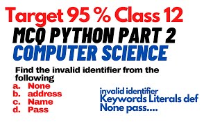 Python Class 12 | Chapter 1 MCQ | Python Revision Tour | MCQ Python for Class 12 | Computer Science