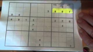 How to Solve a Sudoku Puzzle - Tip 8: Three in a Line Tip or Trick - Tutorial - Instructions