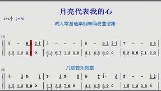 简易钢琴谱：你问我爱你有多深，《月亮代表我的心》