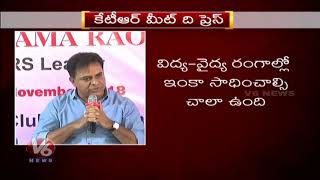 Minister KTR Answers To Journalists Questions | Meet The Press Event | Hyderabad | Part 2 | V6 News