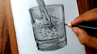 Drawing a Glass of Water with water pouring into it