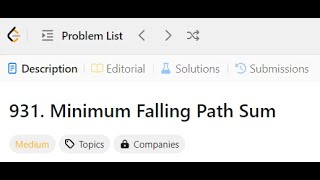 Minimum Falling Path Sum - 931 Leetcode Solution Java #leetcode #java #coding #dsa #learncoding