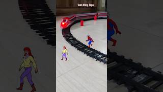 Spiderman is following Mary Jane near high speed metro train track | City Railway Stories