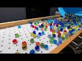 Marbles lined up and rolled ☆ Handmade wooden marble run ASMR #27