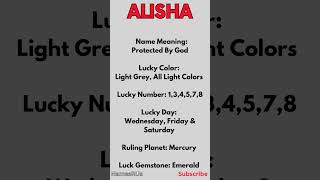 Alisha Name Meaning #shorts #namemeaning #alisha