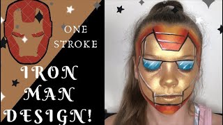 Iron man face painting tutorial ( fast and easy one stroke iron man mask face paint design )