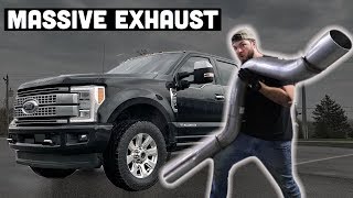 Ford F250 Powerstroke Gets a HUGE 5 inch Exhaust - Exhaust Sound