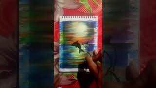🤔Easy painting - 🐬🐬dolphin in the moonlight painting/ #art #painting #dolphin #night #shorts #viral