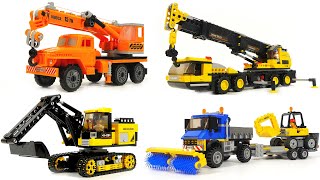How to Build LEGO construction crew - Truck, crane, excavator