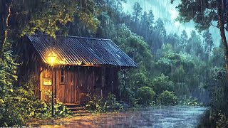 Healing and Sleep Well with Torrential Rain \u0026 Thunder Sounds on Tin Roof at Night in the Forest