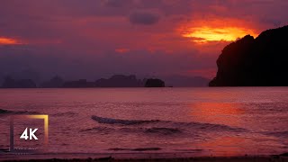 Ocean Sounds for Sleep, Beautiful Ocean Sunrise in Ko Yao, 4K ASMR