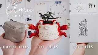 ASMR Process of Making Crab Planter | Full Process of Throwing, Glazing, Packing | ASMR Vlog