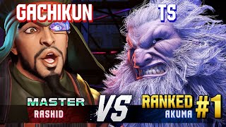 SF6 ▰ GACHIKUN (Rashid) vs TS (#1 Ranked Akuma) ▰ High Level Gameplay