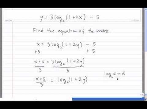 Inverse of a logarithmic function Inverse of a logarithmic function