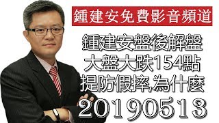 20190513 鍾建安盤後解盤 大盤大跌一百五十四點 提防假摔 為什麼 網友提問QandA