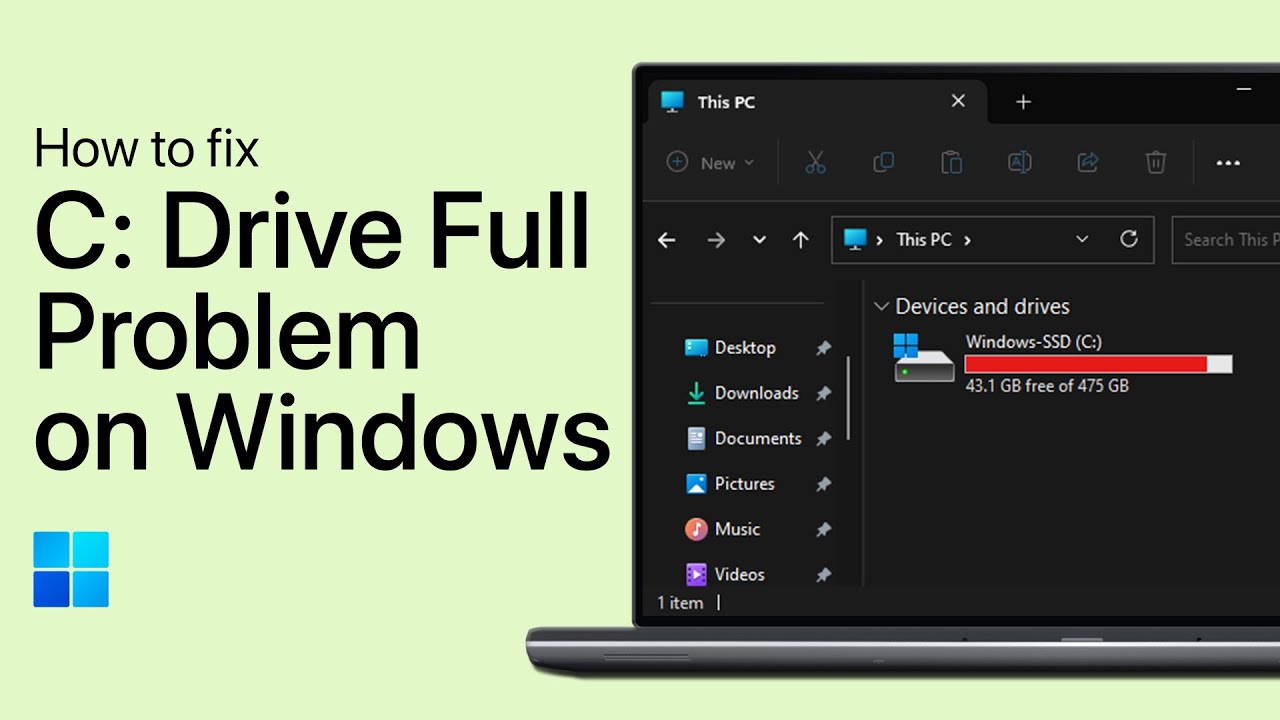 How To Fix C: Drive Full & Showing Red Issue On Windows - YouTube