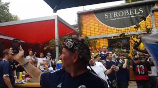 Germany v Scotland 2014 - Ted Christopher entertains the troops in Dortmund