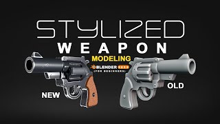 Blender Weapon Modeling Tutorial | Stylized Revolver (Hard Surface) Game Asset Modeling #blender3d