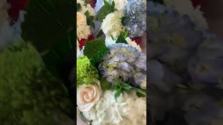 Floral arrangements done with hydrangeas