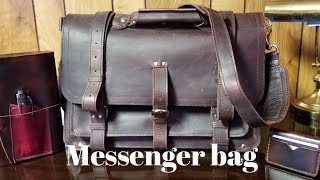 Leather messenger bag by For the King Trading Co