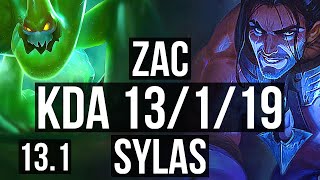 ZAC vs SYLAS (JNG) | 13/1/19, Rank 3 Zac, Legendary, 300+ games | KR Challenger | 13.1