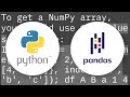 How do I convert a Pandas series or index to a NumPy array?