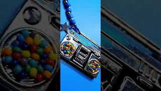 🎼 Music Makers🎶 Adjustable necklace in milky blue, with boombox pendant blasting a catchy bead🔵🔹️➖️