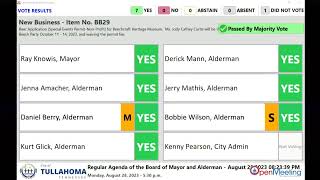 Tullahoma Board of Mayor and Aldermen Meeting 08-28-2023 Livestream 5:30pm